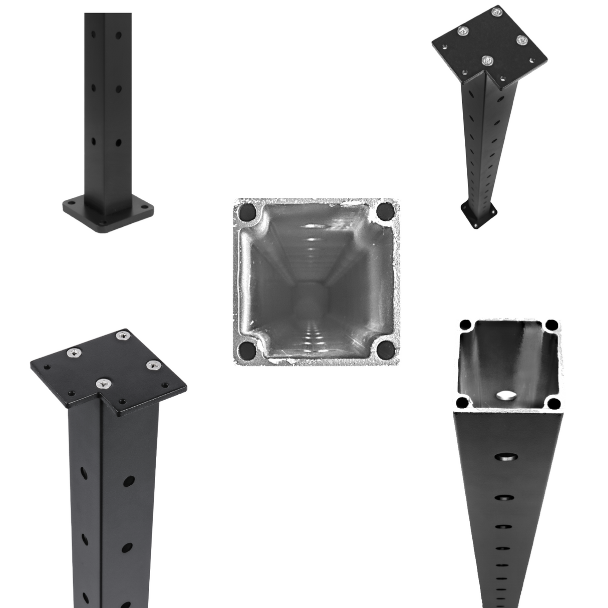 Corner Aluminum Post Black with 3 side Holes