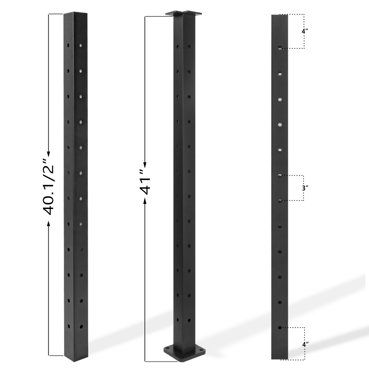 Corner Aluminum Post Black with 3 side Holes