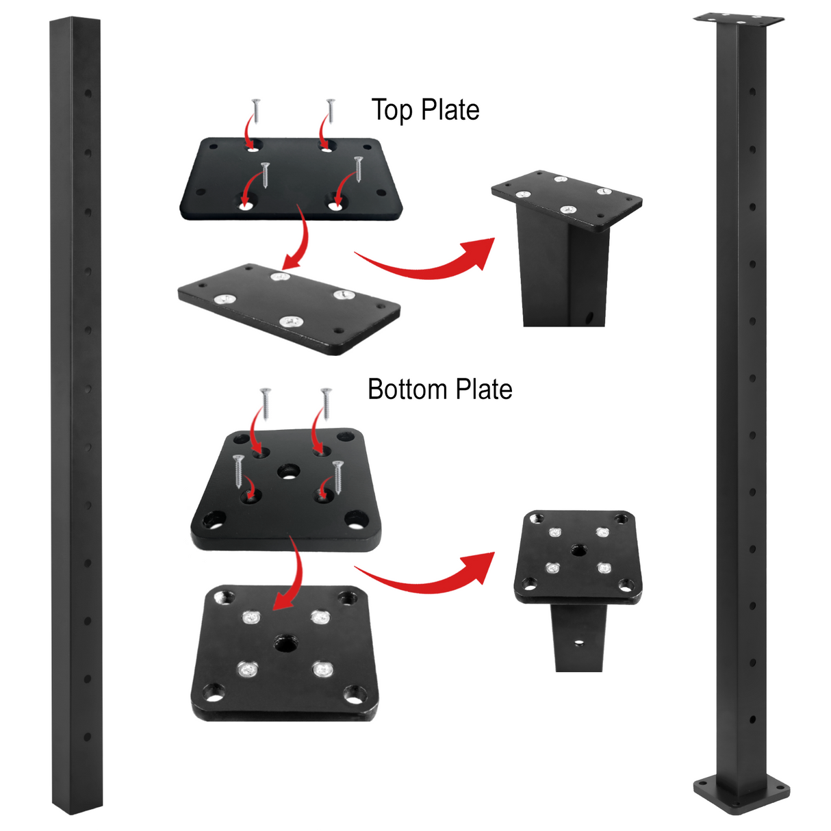 Line Aluminum Post Black with Line Holes